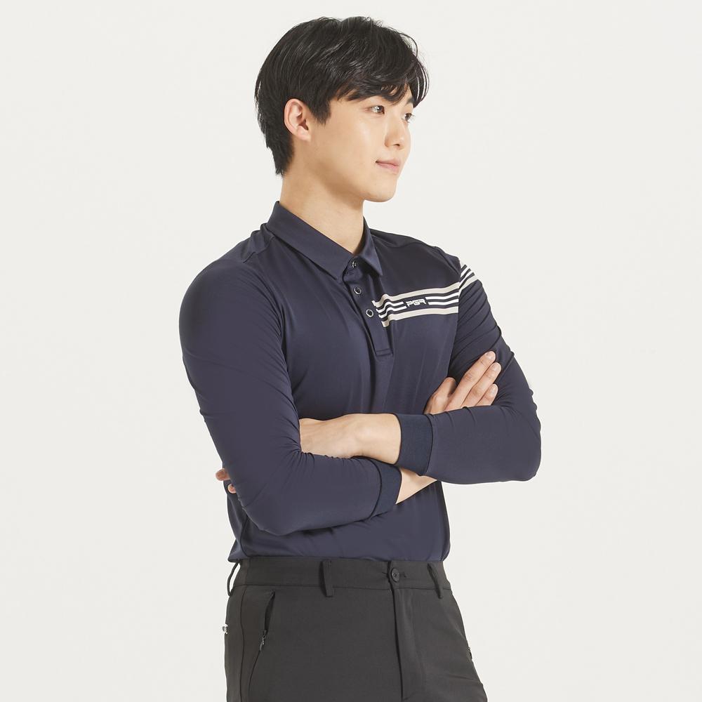 PGR Long Sleeve Collared T-Shirt Navy Gt-3310