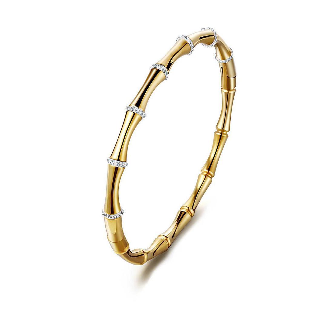 Bracelet de Luxe en Acier Inoxydable pour Femme: Titane Électroplaqué, Sertissage Diamants Complet, Style Européen-Américain