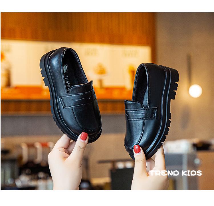 Children's Black Leather British-Style Retro Princess Shoes for Spring & Autumn 2025