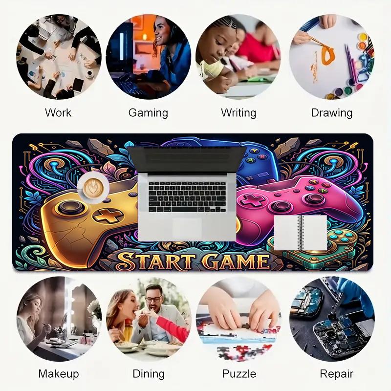 Game Start Xl Gaming Mouse Pad Nonslip Rubber Base Stitched Edge Waterproof Desk Mat For Pc Laptop Gamer Office Computer Accessories C927320