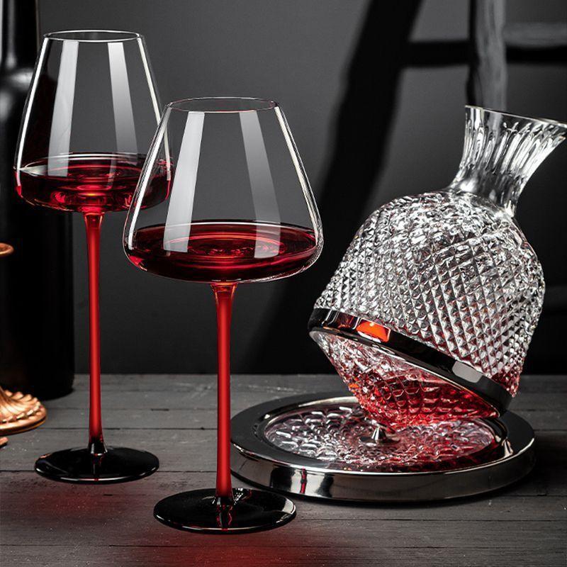 2 Pcs Globlet Wine Glass Black Tie Bordeaux Austria Style Crystal Wineglass Wedding Party Red Wine Cup Burgundy Champagne Flutes