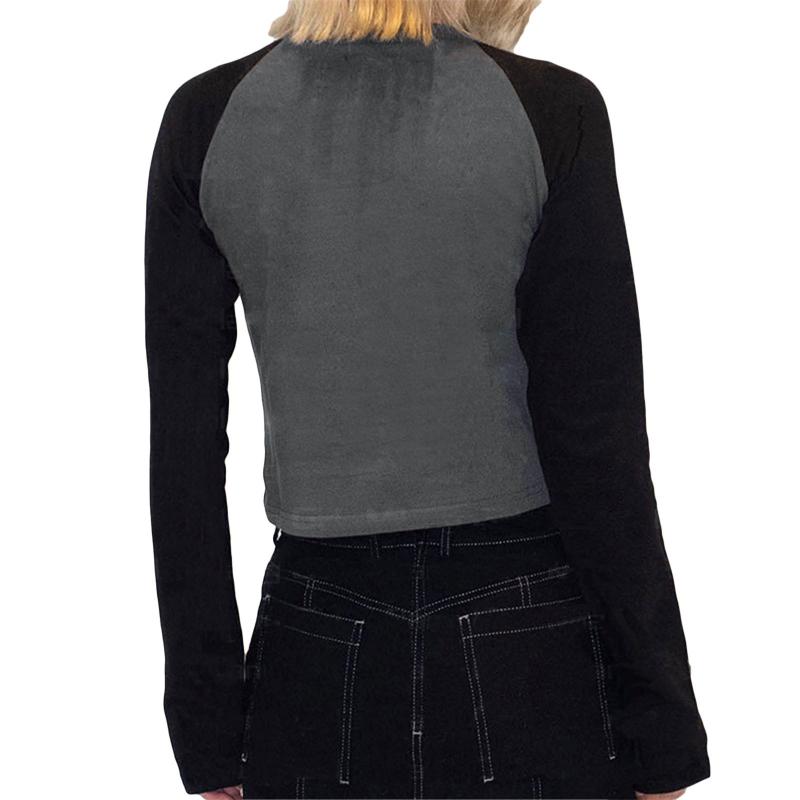 Europäisches und amerikanisches Sternmuster für Frühling und Herbst, Hot-Diamond-Langarm-T-Shirt, Slim Fit, personalisiertes kurzes Oberteil für Damen