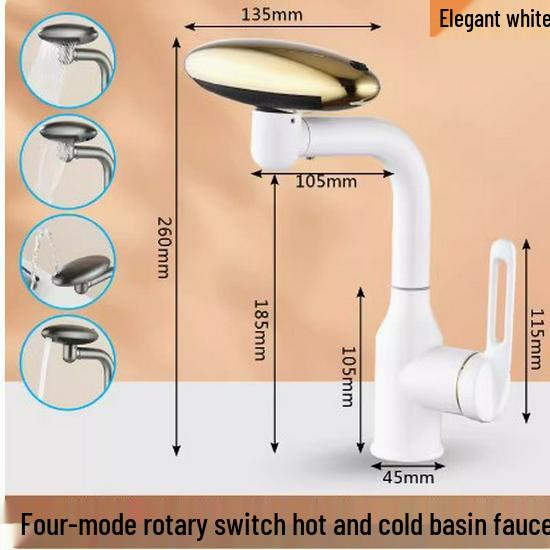 

Stainless Steel 4-Speed Hot/Cold Faucet for Bathroom Countertop Basin