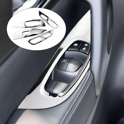 ABS Chrom Türfensterschalter Blendenrahmen für Nissan X-trail Xtrail T32 Rogue 2014 - 2020 LHD Armlehnen Abdeckungen 4-teiliges Set