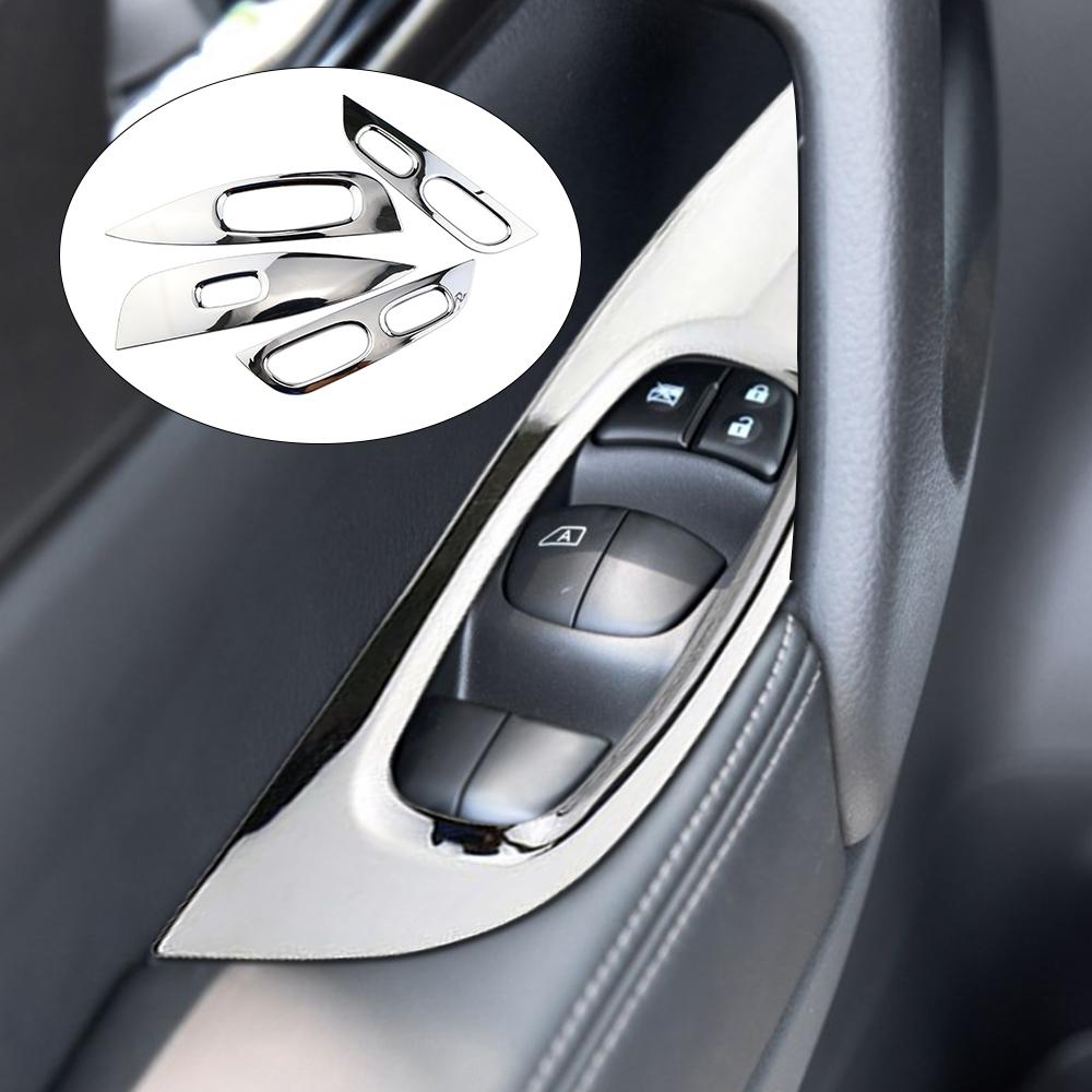 ABS Chrome Door Window Switch Panel Cover Trim Frame for Nissan X-trail Xtrail T32 Rogue 2014 - 2020 LHD Armrest Hoods 4Pcs/Set