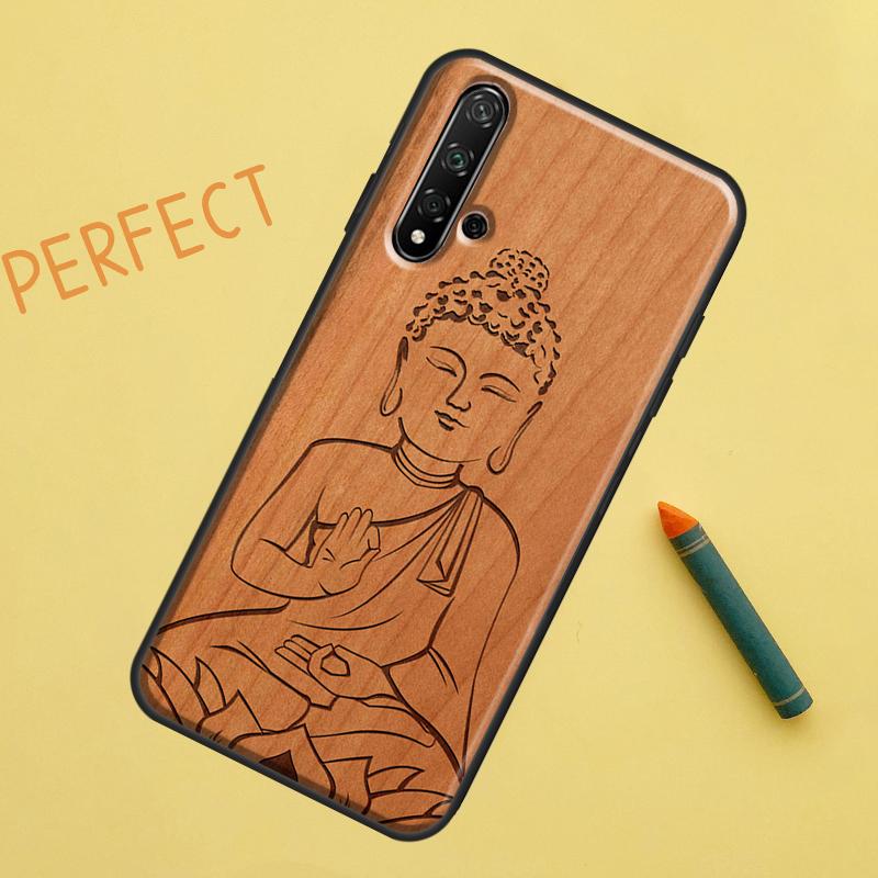 Buddha Jesus Guadalupe Wood For Huawei Nova Y91 Y70 Y72 Y73 Y60 Y90 Y61 8i 7i 11i 12i 12s 9 10 SE P20 P30 P40 Lite Case