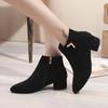 Autumn and Summer Footwear Short Boots with Thick Heels Zippers Frosted Short Boots Pointed Single Boots for Women.