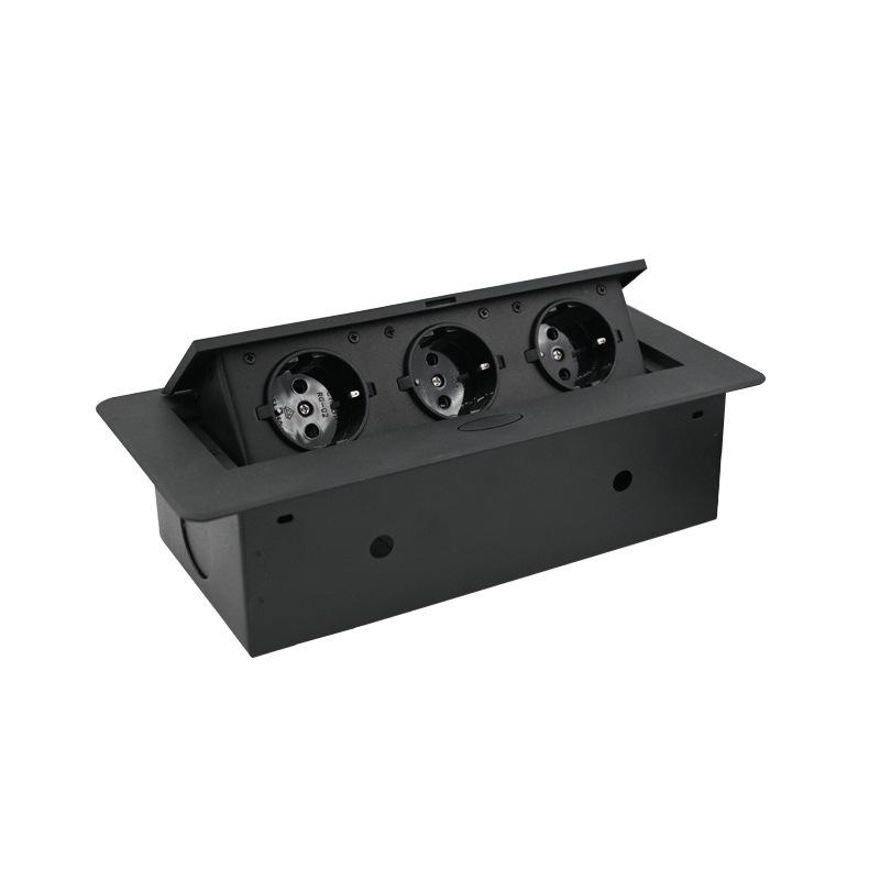 European Standard Desk Power Cord Box: Embedded, Flip-up Multi-functional Hidden Socket