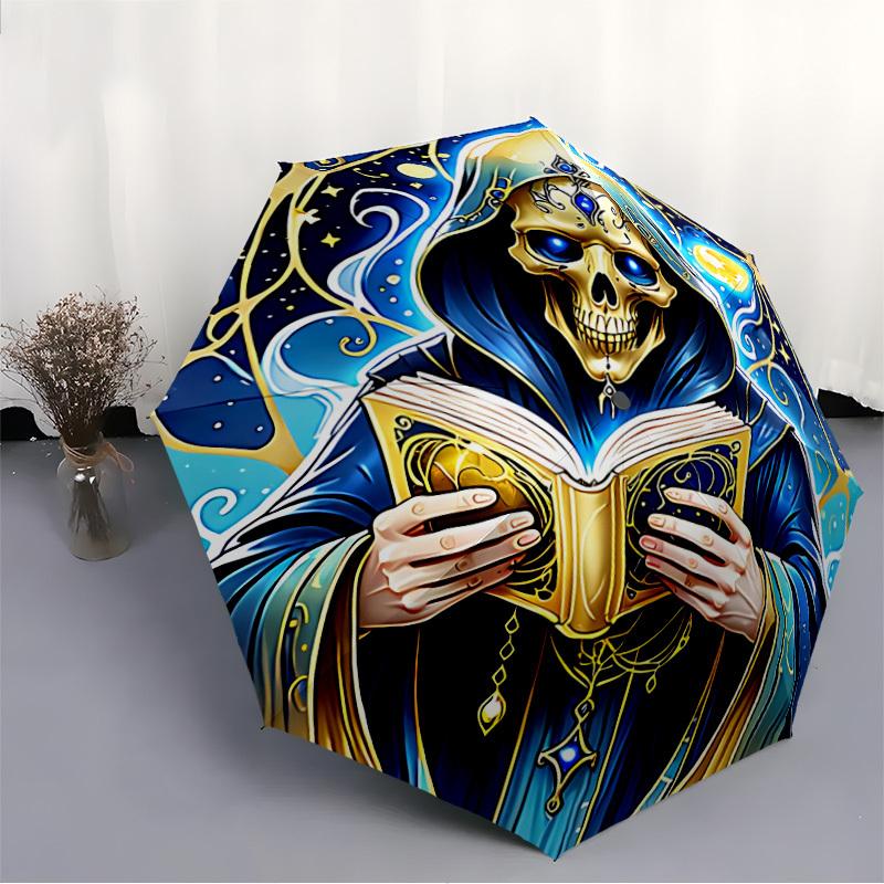 1pc Skelett Book Automatic Folding Umbrella - Design, Durable Iron Frame for Travel, Outdoor, Beach Fashion Accessory A0920048