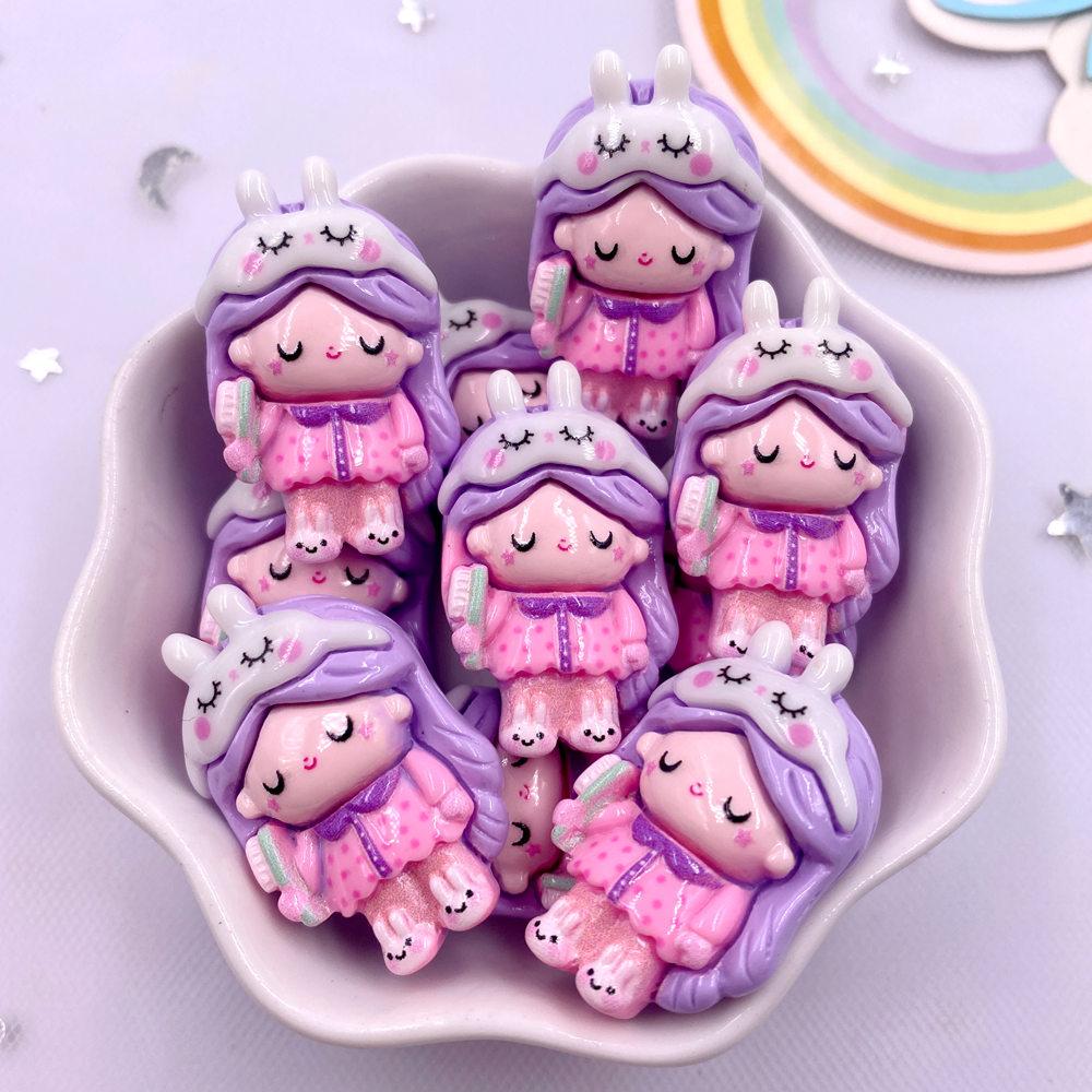 8PCS Resin Colorful 3D Cartoon Rabbit Bee Bear Squirrel Girl Flat Back Stone Figurine Scrapbook DIY Bow Decor Accessories Crafts