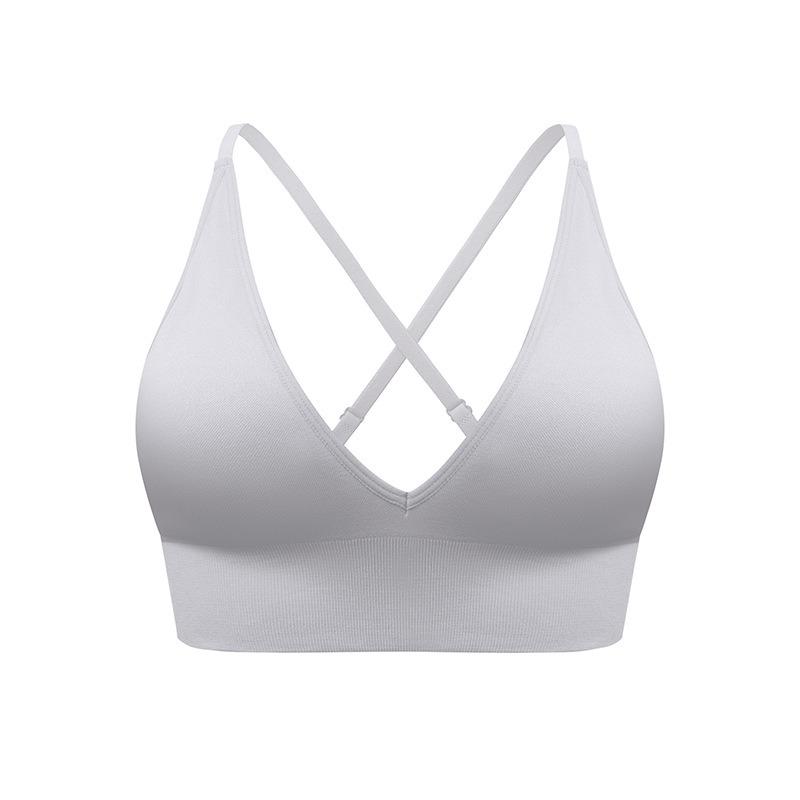 Women Cross Back Thin Strap Shockproof Sports Yoga Bra For Gym Fitness Training