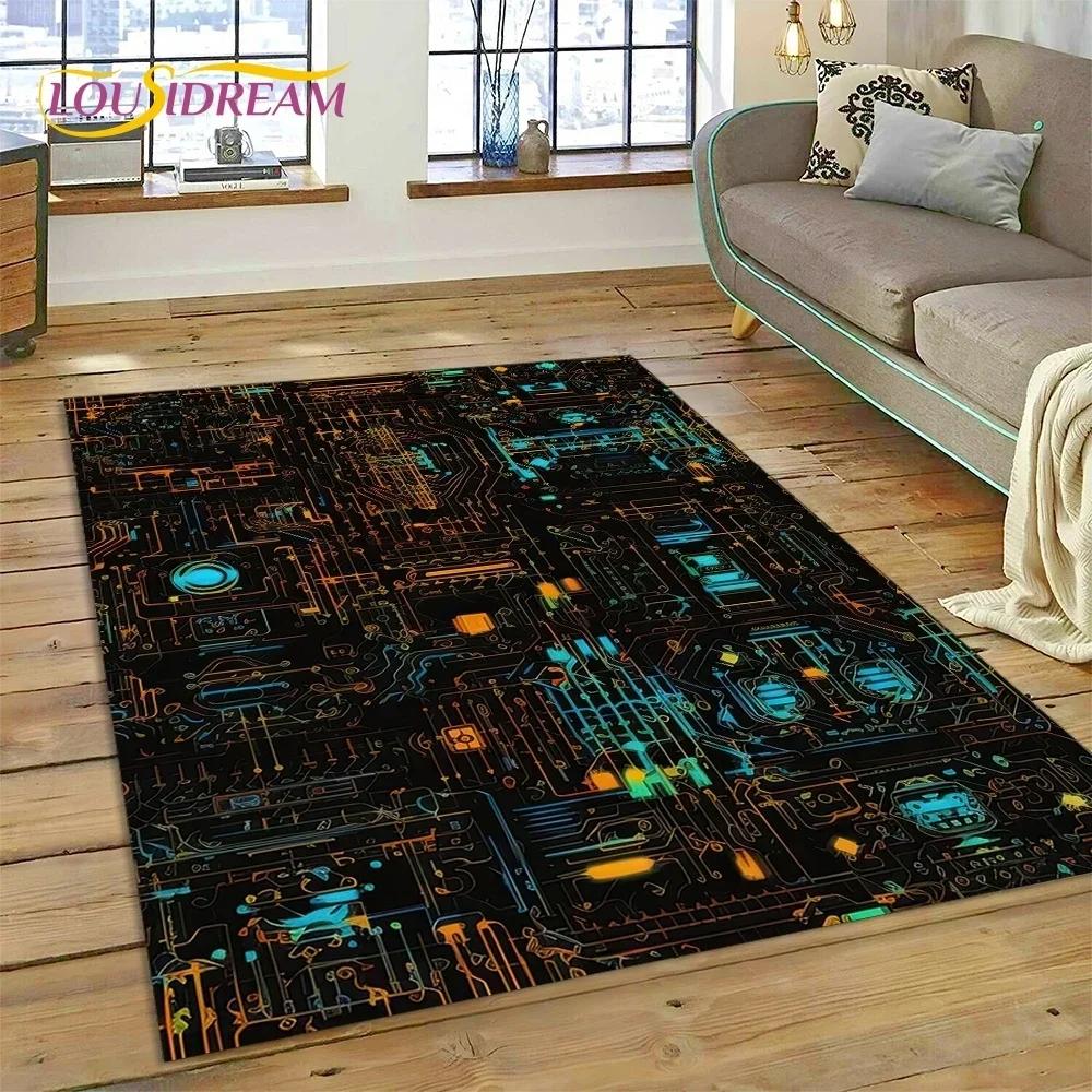 PCB Circuit Board 3D Chip CPU Carpet Rug for Bedroom Living Room Home Sofa Decoration,Children Game Large Decor Floor Mat Gift