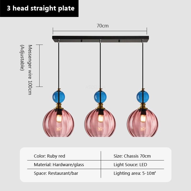Nordic LED Glass Pendant Light 1/3 Head Colorful Candy Bedroom Children's Room Hanging Fixtures For Dining Room Home Decor Lamps