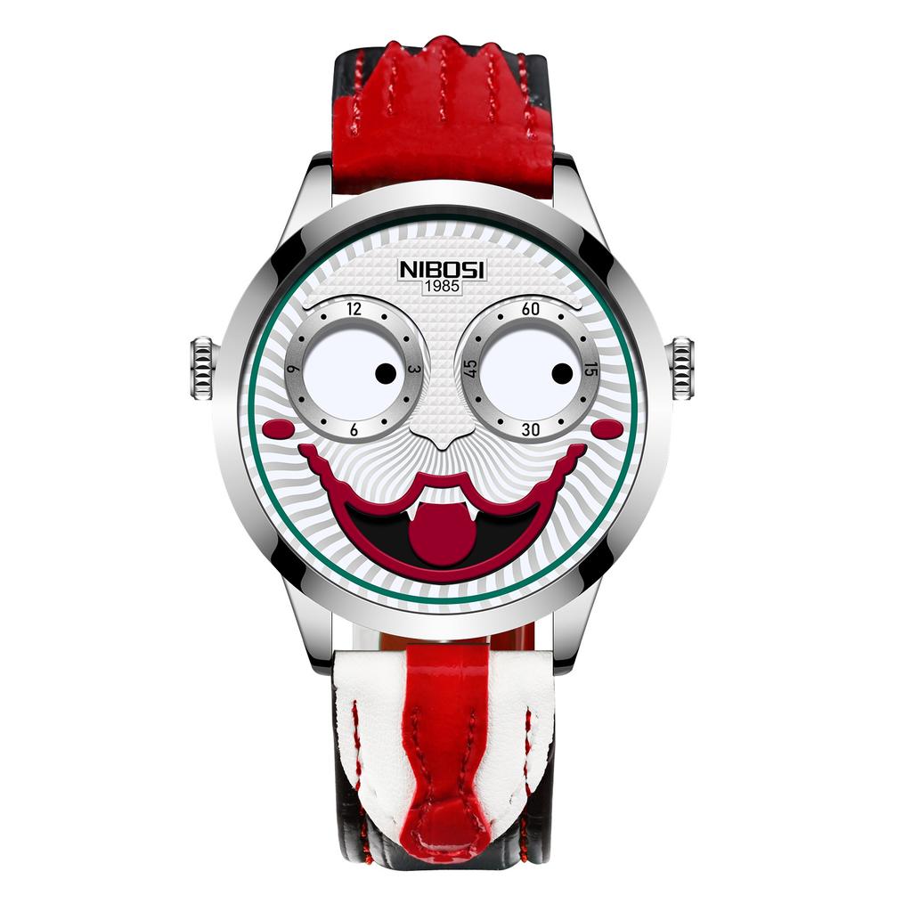 NIBOSI Clown Herrenuhr Modetrend Quarzuhr