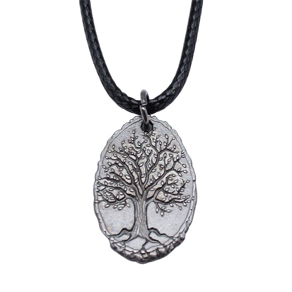 Antieke Levensboom Hanger Ketting Natuur Boho Statement Sieraden 45cm Leren Ketting