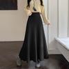 High Waist Autumn/Winter Pleated A-line Knit Skirt with Slimming Design
