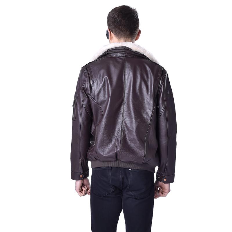 Čínská velikost MAPLESTEED Genuine Leather Jacket Pánská pilotní bunda Letecký kabátek 100% hovězí kůže kožešinový límec pánská kožená bunda zimní 177
