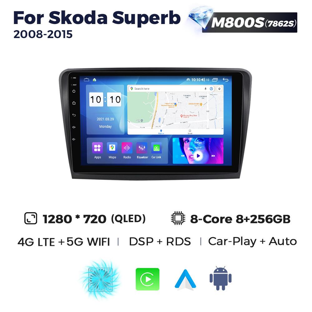 Navifly Android Auto Wireless Carplay For Skoda Superb 2 B6 2008 2009 2010 2011 2012 2013 2014 2015 Multimedia Car Radio Player