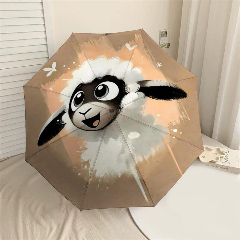 

1PC sheep flower Automatic Open/Close Umbrella with Windproof, 8-Rib Sturdy Canopy, Durable Ribs, Fashionable Design1328A
