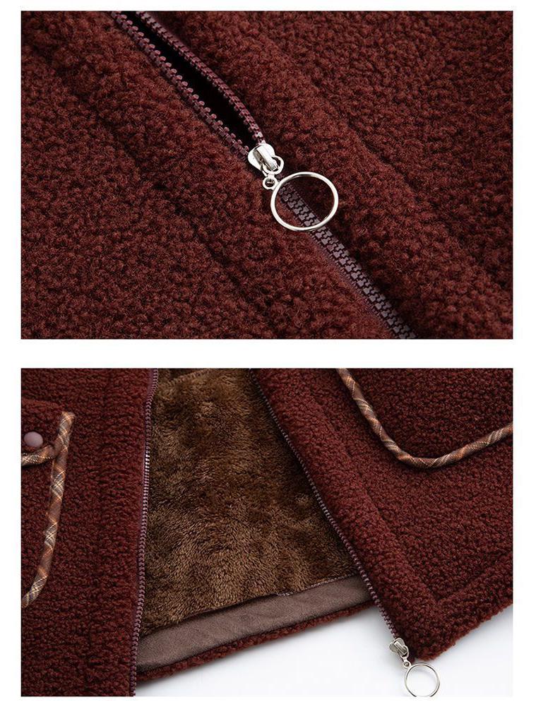 Mom's Winter Lambswool Cotton Jacket with Fleece for Middle-Aged and Elderly