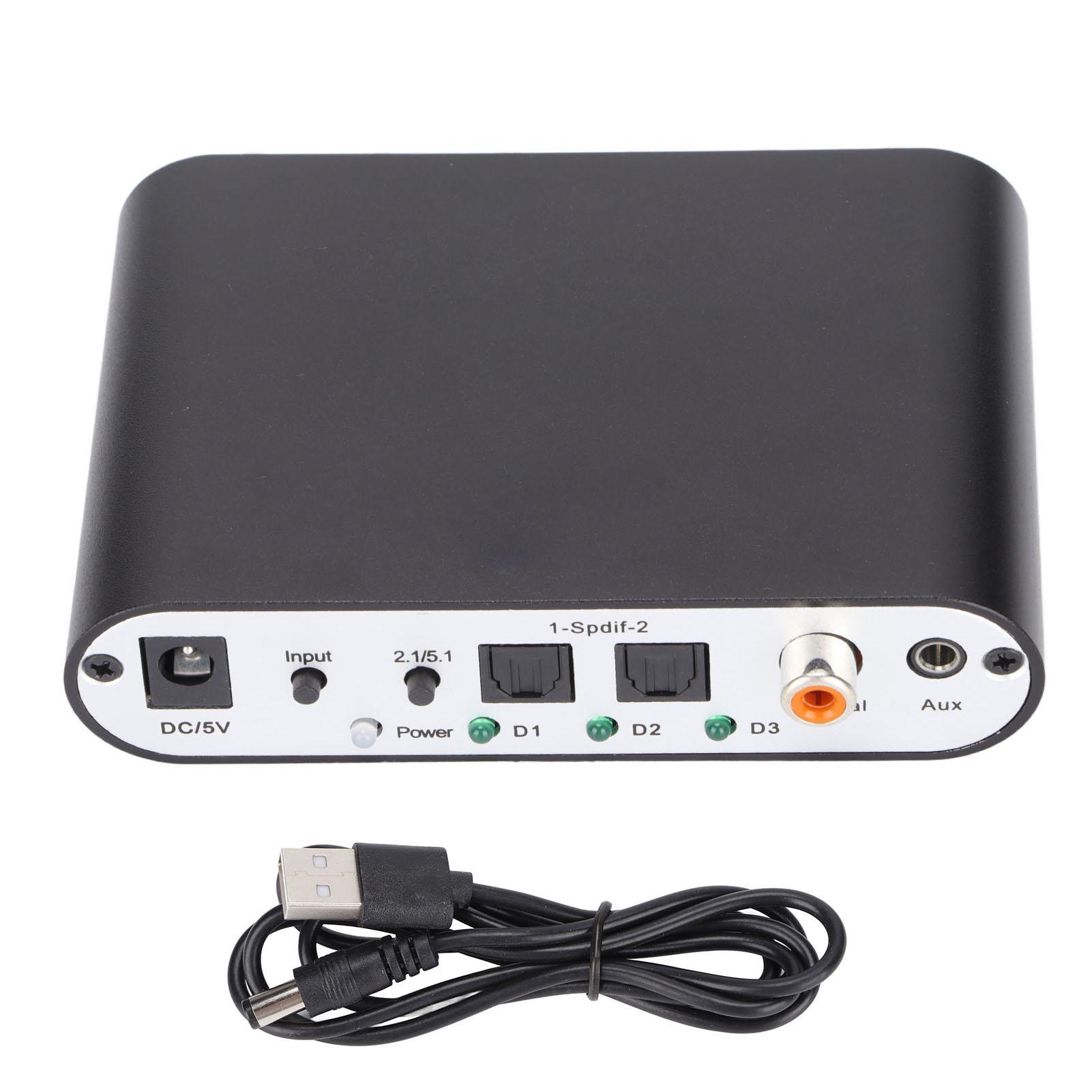 

5.1 Цифровой звуковой декодер-конвертер Стерео SPDIF Коаксиальный AUX в 6 RCA o Декодер-конвертер для