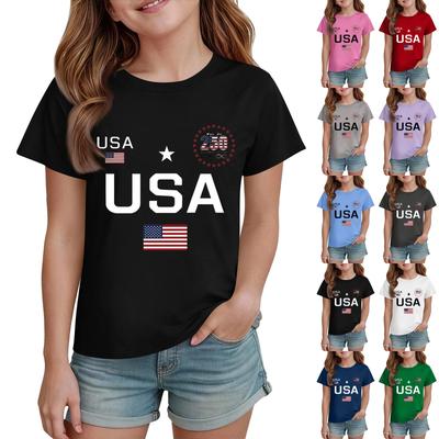 Children's Casual Printed Round Neck Short-sleeved Top