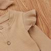 0-24M Baby Girls Boys Cotton Romper Autumn Spring Warm Solid Color Romper 2Pcs Newborn Baby Girl Boy Pit Cotton Jumpsuit Outfits