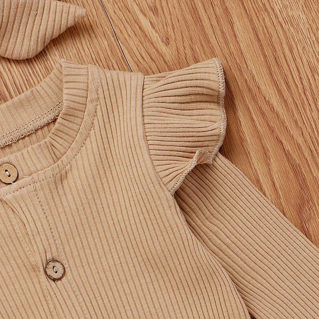 0-24M Baby Girls Boys Cotton Romper Autumn Spring Warm Solid Color Romper 2Pcs Newborn Baby Girl Boy Pit Cotton Jumpsuit Outfits