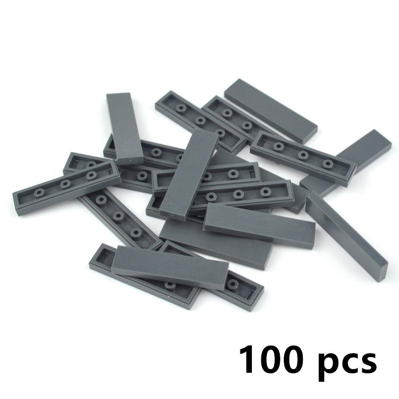 100pcs DIY Building Blocks Smooth Figure Bricks 1x4 Colorful Educational Ceramic Flat Tile Blocks Compatible 2431 Creative Toys