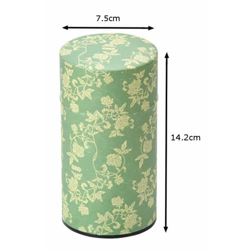 Yamako Tea Caddy, Green, Approx. 7.5 x 14.2cm