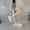 3233 leather small size sneakers women's inner height increase color matching dad shoes thick-soled casual mesh white shoes women