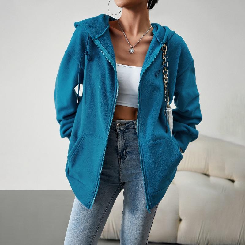 Women's 2025 Autumn and Winter Loose Casual Sweatshirt Cardigan Hooded Jacket