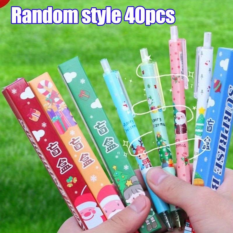

40pcs Christmas Surprise Blind Box Neutral Pen Creative Cartoon Sign Pen Student Press-move Question Brushing Pen Christmas Gift 0.5mm Random style 40PCS