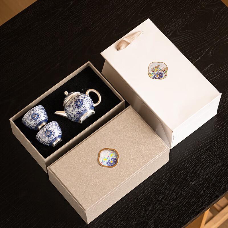 Gilded Silver Dragon Ceramic Kung Fu Gaiwan Tea Set