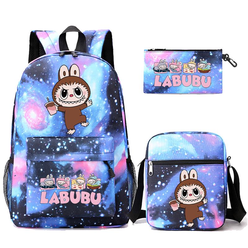 3Pcs/set Cartoon Printed Backpack Teenager Student Boy Girl Schoolbag Larger Capacity Bagpack Travel Bag Kid Gift Mochila