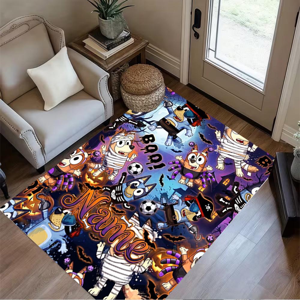 Bluey's Soccer Adventure Personalized Text Area Rug Suitable for Living Rooms Game Room Decorate room Bedrooms Antislip Carpet Anime Office Decor