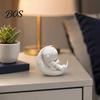 3D Printed Astronaut Figurine Moon Figurine, Sitting on Crescent Spaceman Mini Statue, Desktop Decoration for Home Office Bookshelf