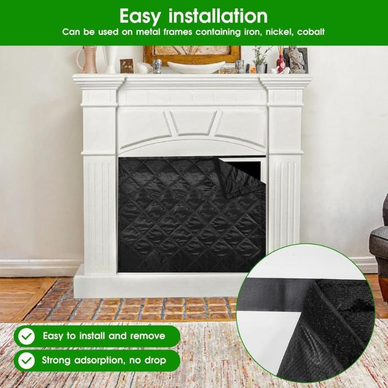 Magnetic Fireplaces Cover Insulating Barrier Heat Shield With Strong Magnets For Indoor Fireplaces Protecting Oxfords Fabric Thermals Insulation