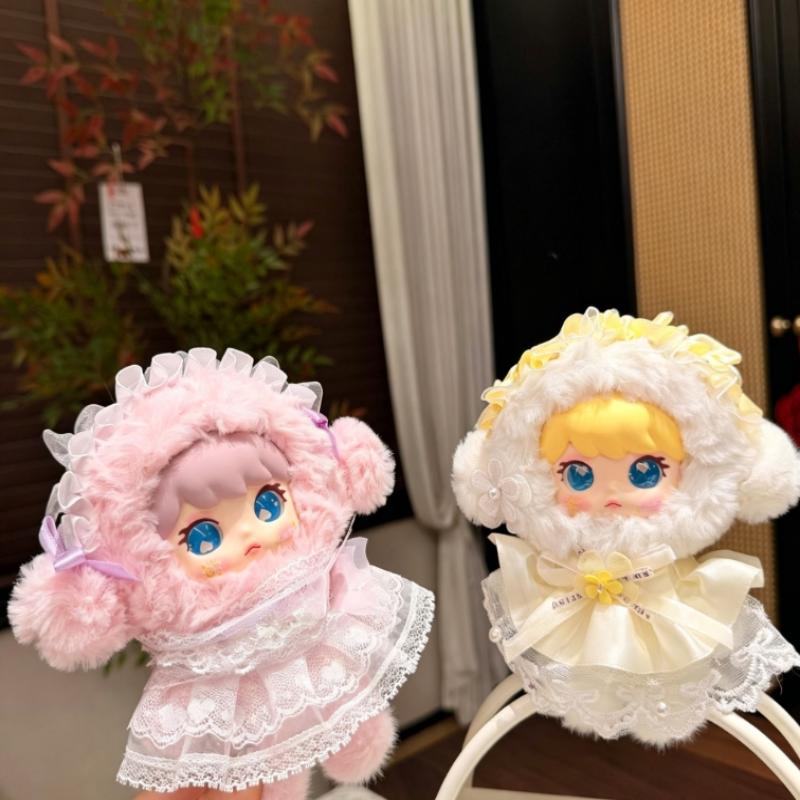 French Lace Plush Doll Keychain Cute Soft Vinyl Face Pendant for Girls Backpack Purse BFF Birthday Surprise Gift