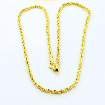 Hochwertige 18K Gold edle 3MM gedrehte Seilkette galvanisiert Halskette für Männer Frauen Hochzeit Streetwear Schmuck Mode Geschenk