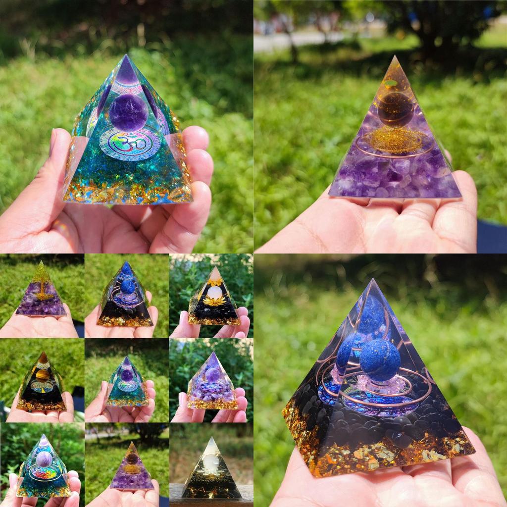 Amethyst Pyramid Crystal Healing Orgonite Chakra Energy Home Decor With Unique Handmade Design