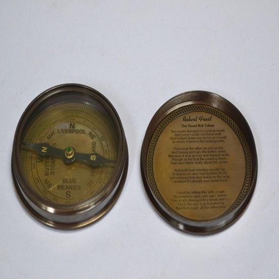 7.62 Cm Large 100 Year Calendar Compass In Wooden Box Brass,