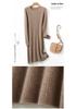 Women's Medium Slim Cashmere Wool Knee-Length Knit Dress - Round Neck, Autumn/Winter Base Layer