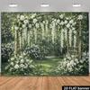 2D Outdoor Country White Hydrangea Rose Spring Garden Bridal Photography Background Cloth