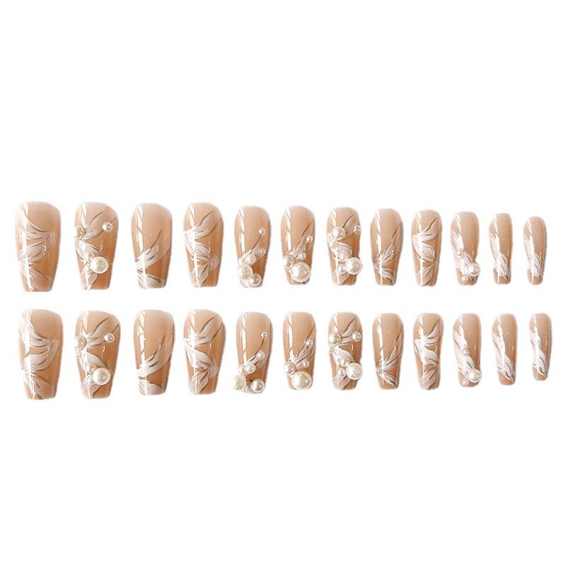 Elegantly Crafted Pearl Silk French Manicure Press-On Nails