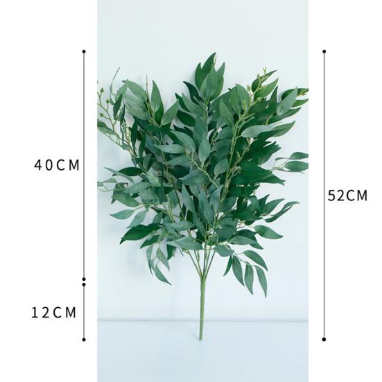 1ks Umělé listy z vrbového proutí Falešné listy zelené rostliny Svatební domácí dekorace