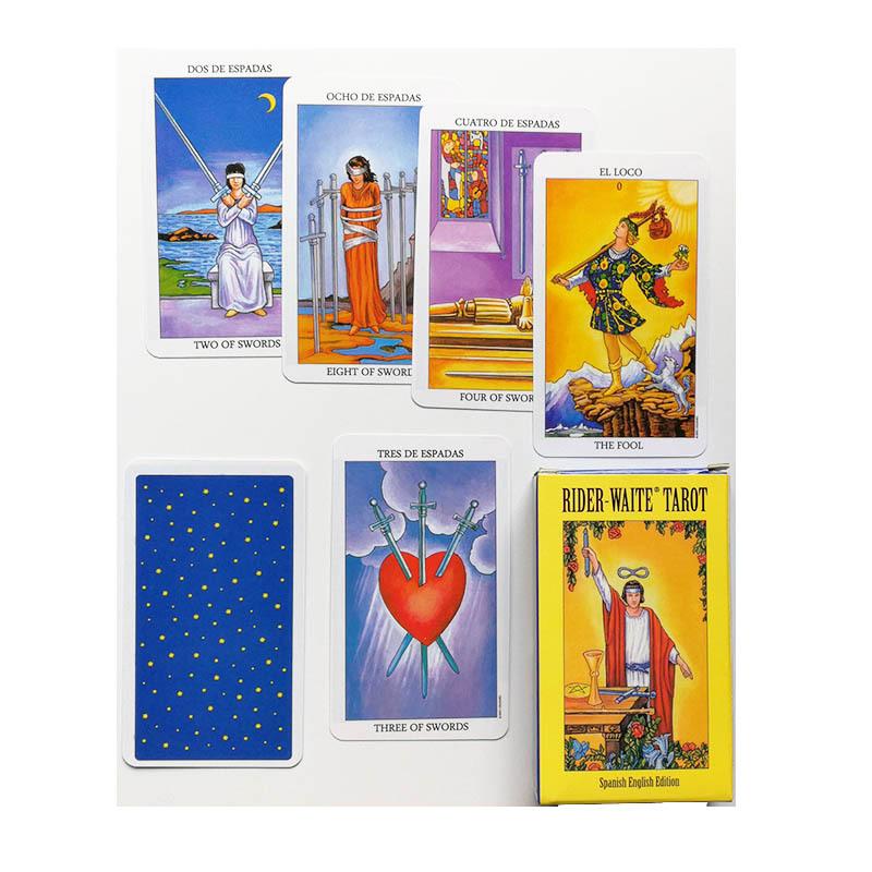 Heißer Verkauf Rider Waite Tarot Karte Wahrsagerei Persönlichen Gebrauch Tarot Deck Vollständige Englisch Spanisch Version Oracles Deck für Mädchen brettspiel