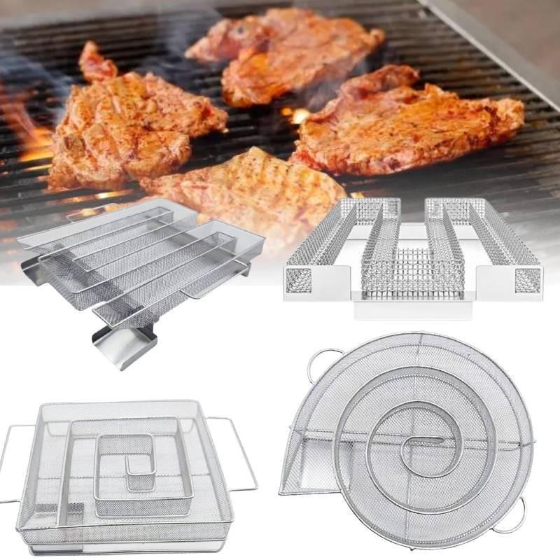 Premium Stainless Steel Round Smoker Tray For Charcoal Barbecue With Versatile Functions