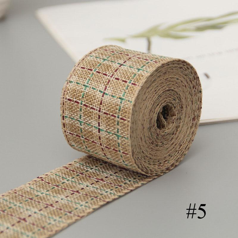 6M Red Black Green Plaid Ribbon for Christmas Decoration Made of Linen Fabric