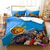 Dolphin Turtle Bedding Set 3D Print Quilt Cover 2/3 Pieces Bed Linen Sea Animals Scenery Comforter Set Kids Boys Duvet Cover Set